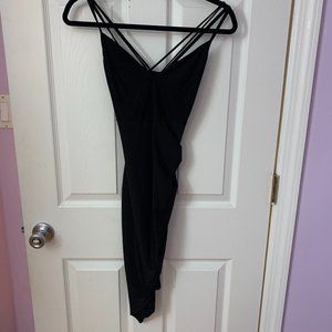 Black Silk Bodycon Mini Dress